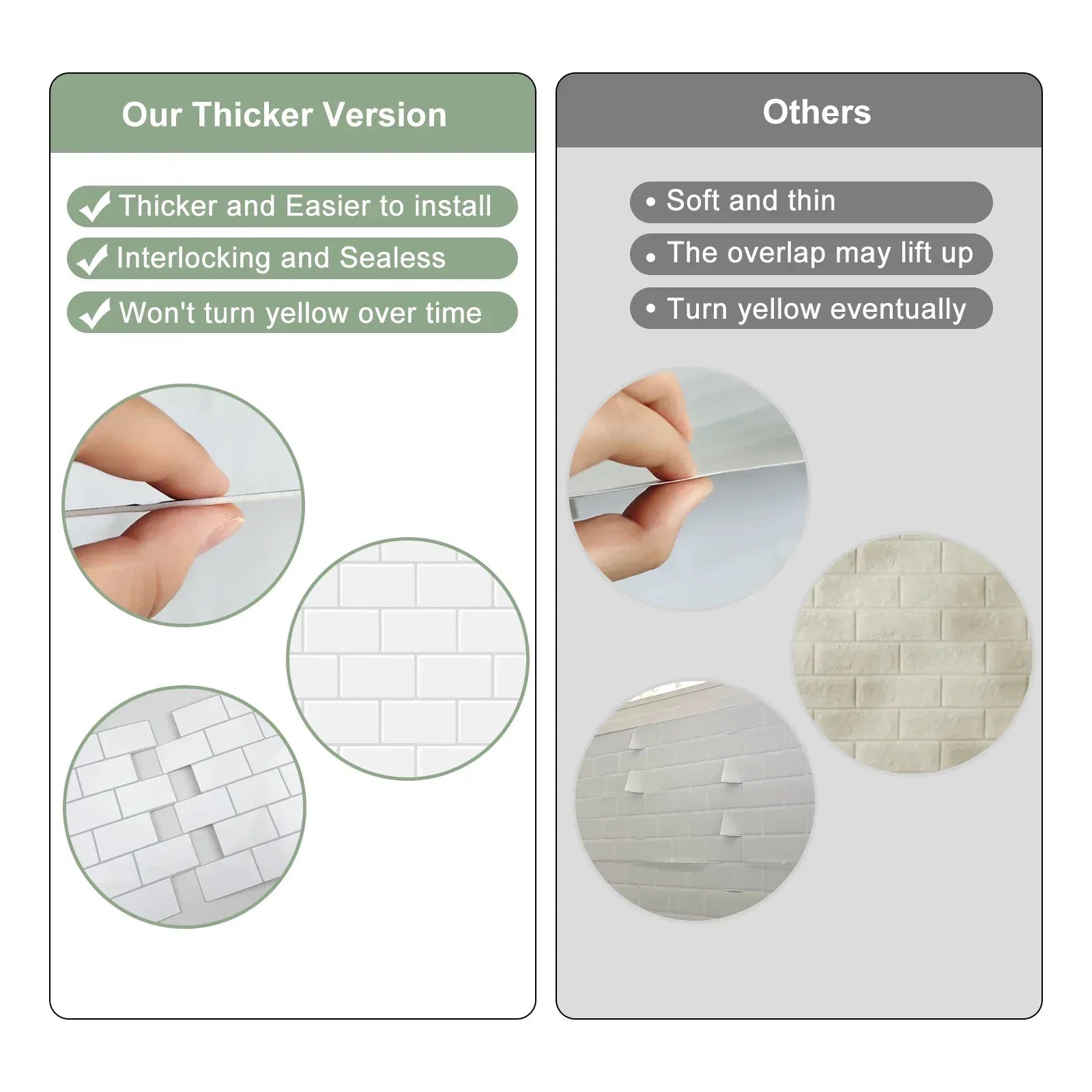 5 Sheets Wall Tile Sticker White Self Adhesive Tiles Waterproof Vinyl Wallpaper Backsplash For Kitchen Living Room Bathroom - Urbizia