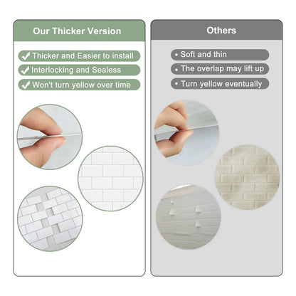 5 Sheets Wall Tile Sticker White Self Adhesive Tiles Waterproof Vinyl Wallpaper Backsplash For Kitchen Living Room Bathroom - Urbizia