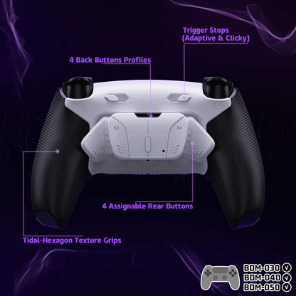 eXtremeRate RISE4 Plus MAX Remappable Back Button Kit w/Clicky Trigger Stop & Rubberized Grip for ps5 Controller BDM-030 040 050