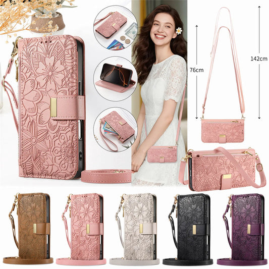 PU Leather Zipper Crossbody Flip Wallet Card Slot Phone Case For Samsung Galaxy S26 Plus S26 Pro S26 Ultra A57 Wrist Strap Cover