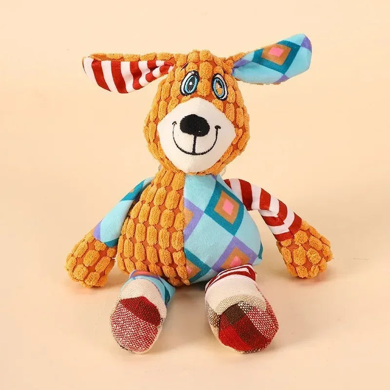Dog Chew Toy Cute Animals Bite Resistant Interactive Squeaky Puppy Toy Teeth Cleaning Pet Plush Toy Pet Supplies - Urbizia