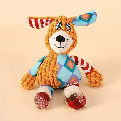 Dog Chew Toy Cute Animals Bite Resistant Interactive Squeaky Puppy Toy Teeth Cleaning Pet Plush Toy Pet Supplies - Urbizia