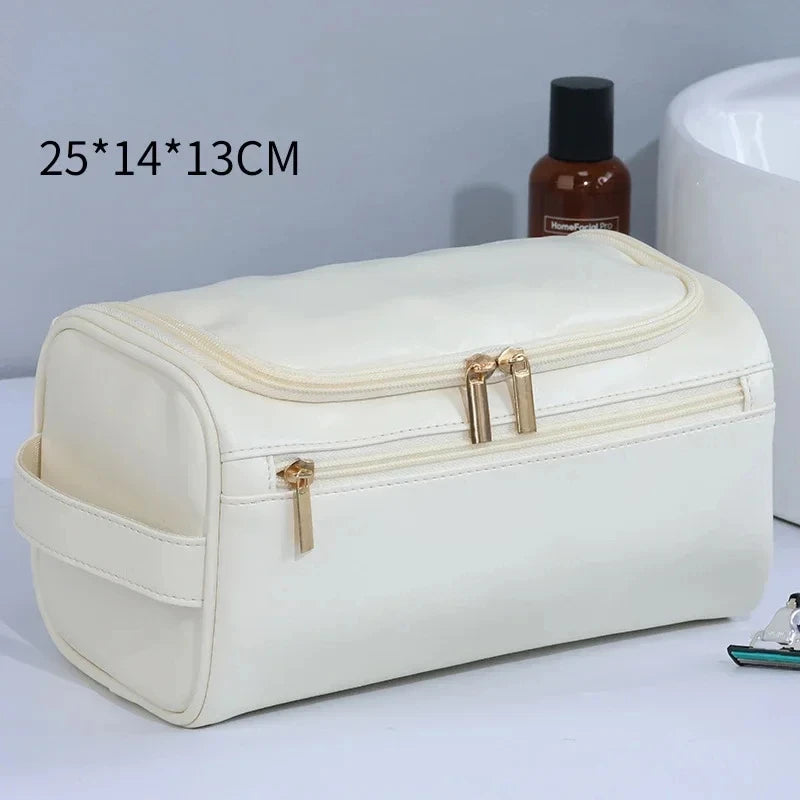 Men PU Vintage Luxury Toiletry Bag Travel Necessary Business Cosmetic Makeup Cases Male Hanging Storage Organizer Wash Bags