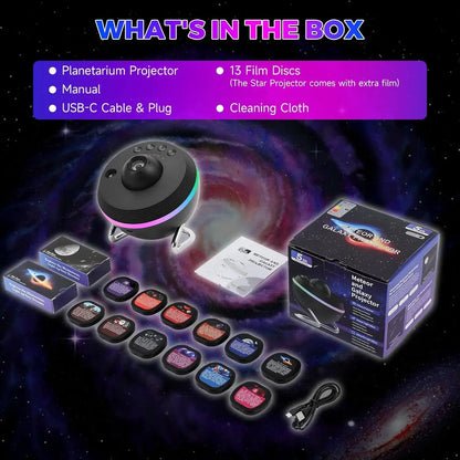 Galaxy Meteor Projector Night Light Lamp 360° Rotary Planetarium Projector 4K HD Star Projector For Kids Adults Room Decoration - Urbizia