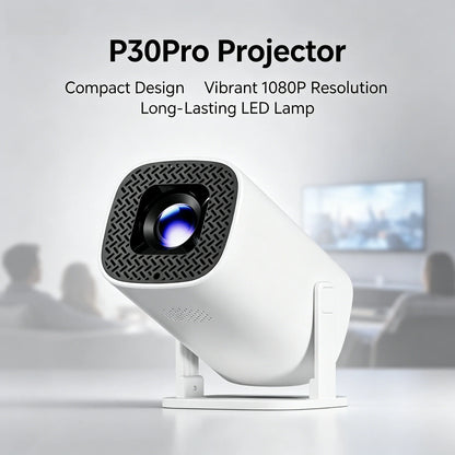 P30PRO Smart Projector Android 14 WiFi6 Bluetooth5 Native 720P 4K Video Decoding Wireless Screen Mirroring Portable Home Cinema