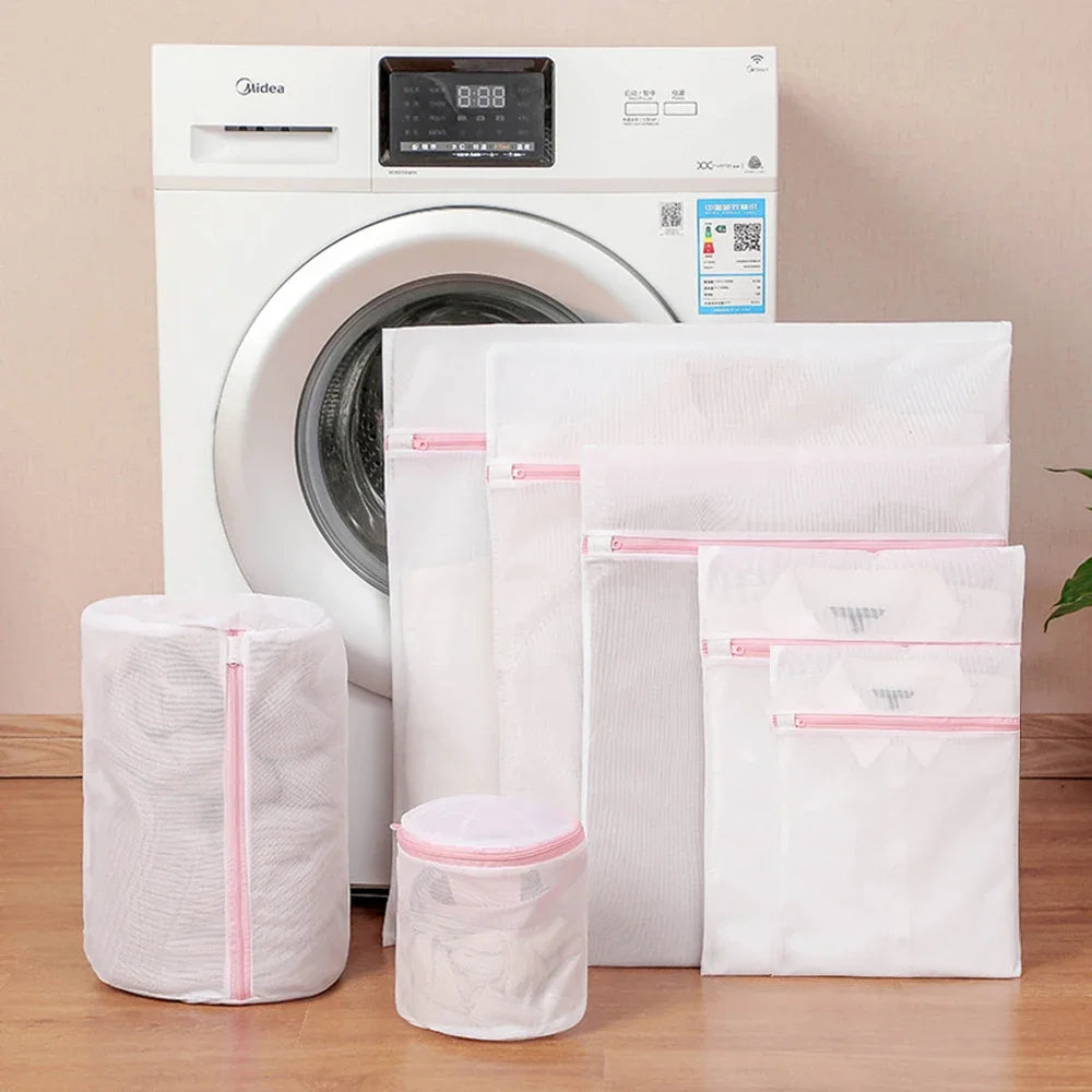 3Pcs/Set Zipped Laundry Bags Reusable Washing Machine Clothing Care Washing Mesh Net Bra Socks Lingerie Underwear Laundry Bags