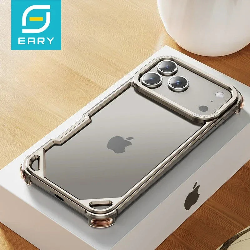 Eary Frameless Case for iPhone 17 Pro Max Air for Magsafe Metal Shockproof Protective Phone Cover Aluminum Alloy Anti-Drop Shell