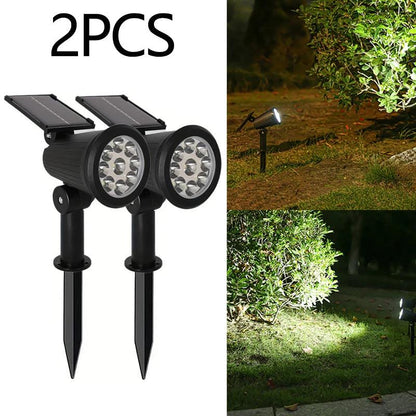 9 LED Solar Spotlights Outdoor IP65 Waterproof Brightness Adjustable Spot Light Garden Backyard Driveway Patio Decor Lamp