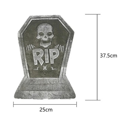 Halloween Foam Skeleton Tombstone – RIP Grave Bat Horror Props for Party & Haunted House