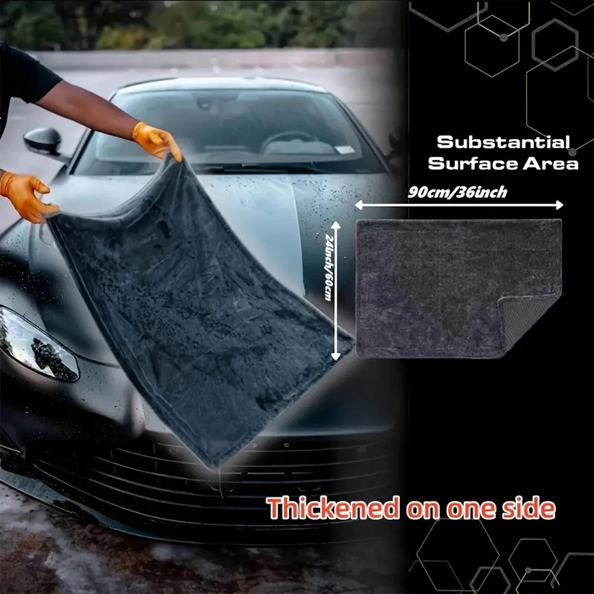 Dark gray car microfiber towel, oversized strong absorbent car wash cloth, high-efficiency cleaning wipe cloth