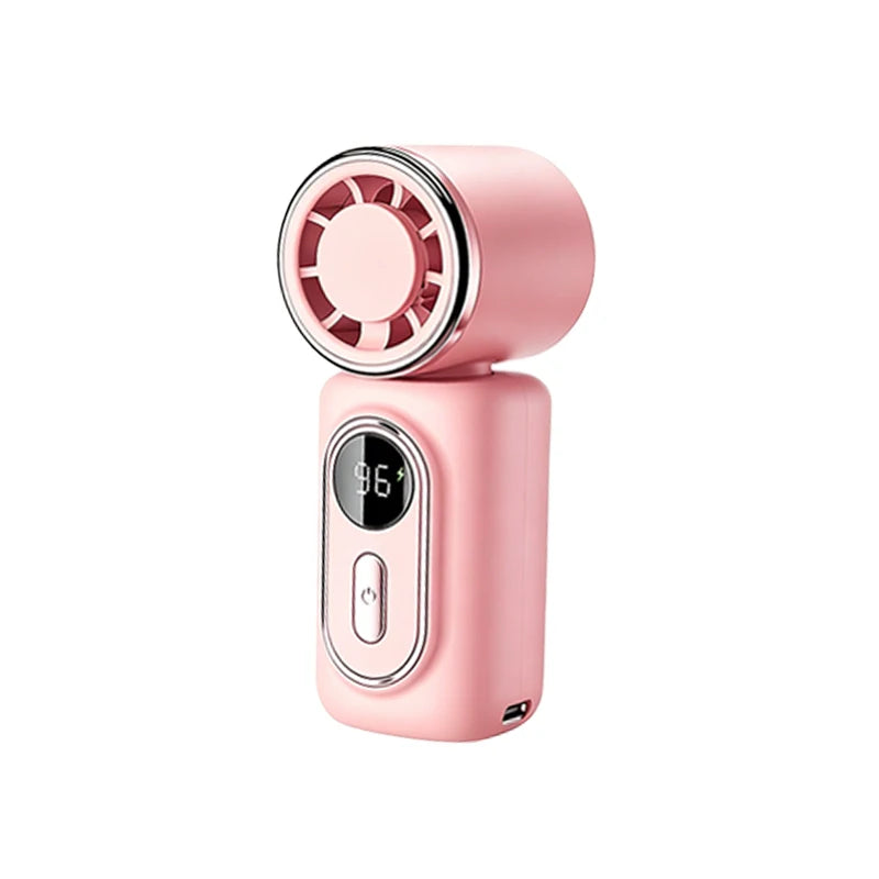 Mini Small Fan Portable Handheld Cooling Turbo Fan 5 Speeds 3000mAh LED Display 180° Adjustable Clip Type-C Rechargeable Fans