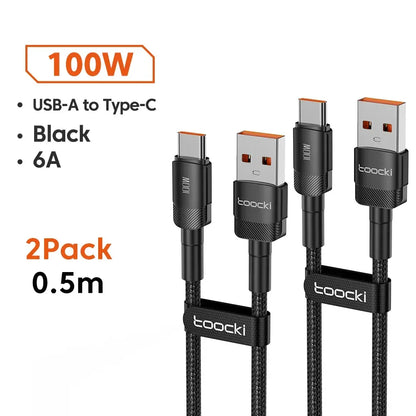 Toocki 6A USB To Type C Cable for Huawei Xiaomi PD 100W Fast Charging Charger USB C Data Cord Quick Charge for Samsung Oneplus - Urbizia