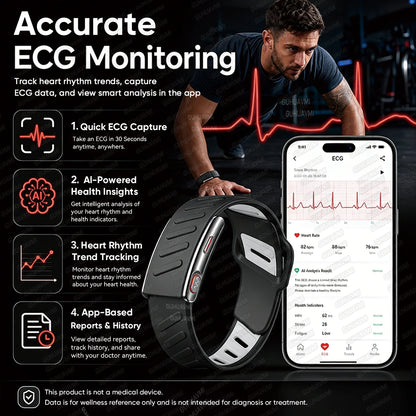 2026New Sport Fitness Tracker Smart Band Blood Oxygen Pressure Uric Acid Blood Lipid ECG Waterproof Smart Bracelet For Men Women