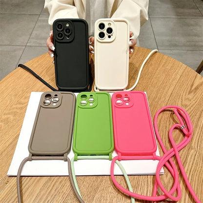 Crossbody Adjustable Lanyard Soft Case for iPhone