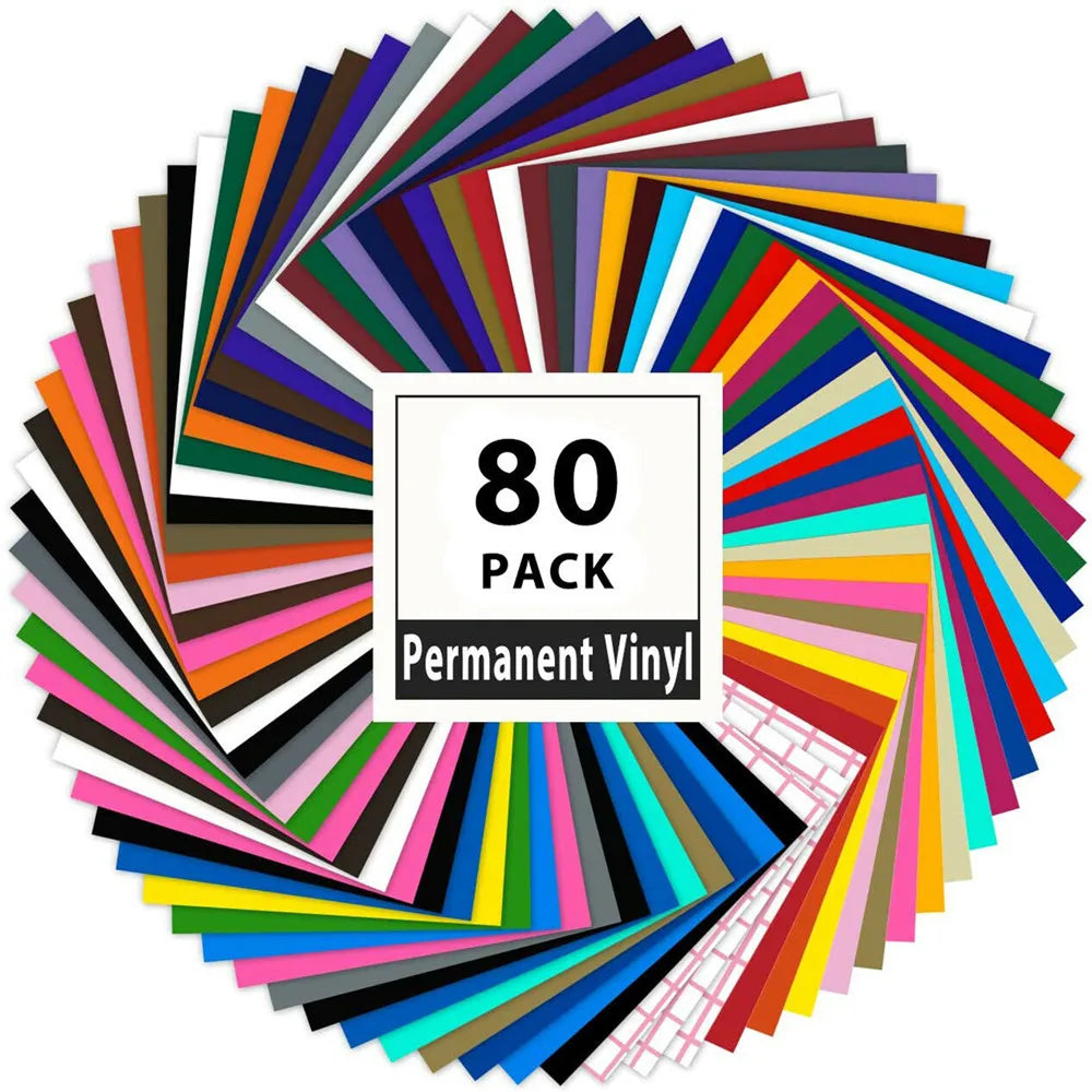 HTVRONT Permanent Adhesive Vinyl Bundle 12' X 12' Adhensive Vinyl Sheets and Transfer Tape Sets for Party Decoration, Stiker