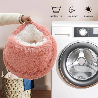 2 in 1 Soft Plush Pet Bed 50CM with Cover Round Cat Bed Pet Puppy Mattress Warm Cat Dog Sleeping Nest Cave for Small Dogs Mats - Urbizia