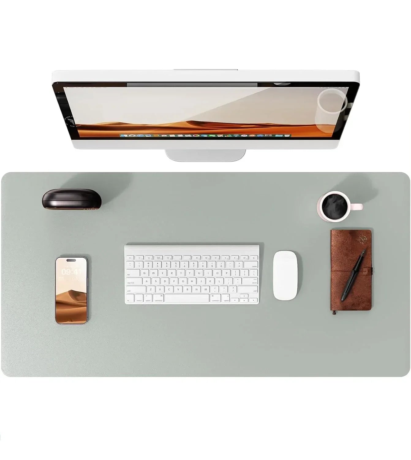 Large Mouse Pad,Office Desk Mat, Leather Desk Pad Protector, Non-Slip PU Leather Desk Blotter, Laptop Desk Pad - Urbizia