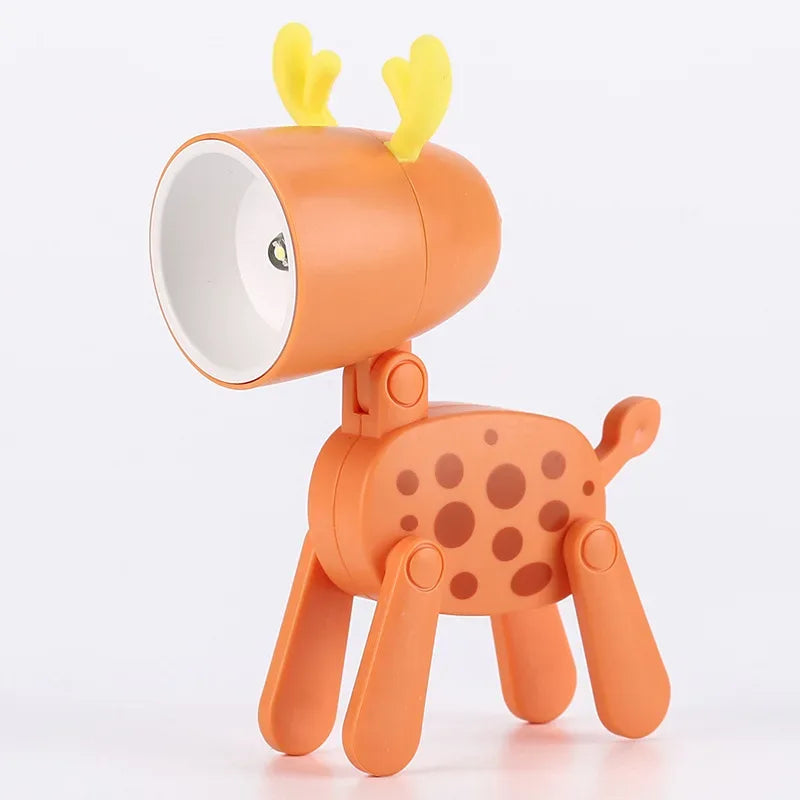 LED Night Light Mini Folding Desk Lamp Cute Pet Lights Dog Deer Portable Night Light Student Living Room Decor Gift - Urbizia