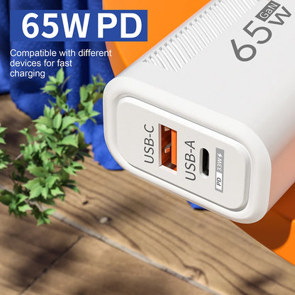 65W GaN USB PD Fast Charger Plug Type C Quick Charge 3.0 Phone Wall Adapter Portable Travel Charger For iPhone 16 Xiaomi Samsung