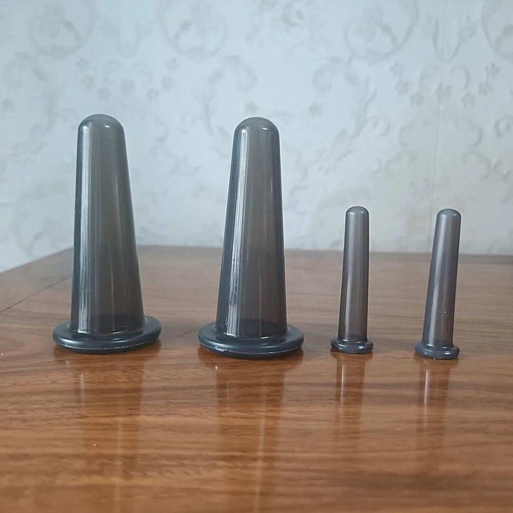 4PCS Silicone Vacuum Cupping Massage Jars Anti Cellulite Massage Facial Suction Cups Face Neck Lift Skin Scraping Beauty Tool