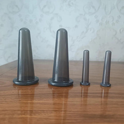 4PCS Silicone Vacuum Cupping Massage Jars Anti Cellulite Massage Facial Suction Cups Face Neck Lift Skin Scraping Beauty Tool