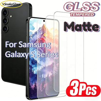 3 Pcs Matte Tempered Glass For Samsung Galaxy S26 Ultra S25 S24 S23 S22 Pro S21 FE Anti Fingerprint Screen Matte Protector Film