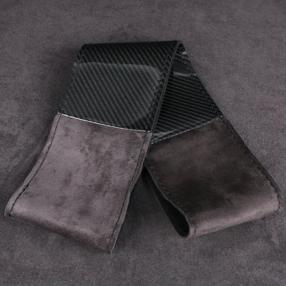 Dual-Tone Glossy Carbon Suede Car Steering Wheel Cover Non-Slip Universal Fit Soft Comfort for Round/D-Type Automotive Wheels