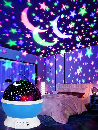 360° Rotating LED Star & Moon Projection Lamp, Suitable For Room Decor, Birthday Gift For Boys And Girls,Perfect gift