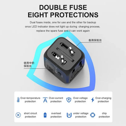 Universal Travel Adapter Power Plug Converter EU US UK AU All in One International Charger Wall Charger for Smartphone Laptop