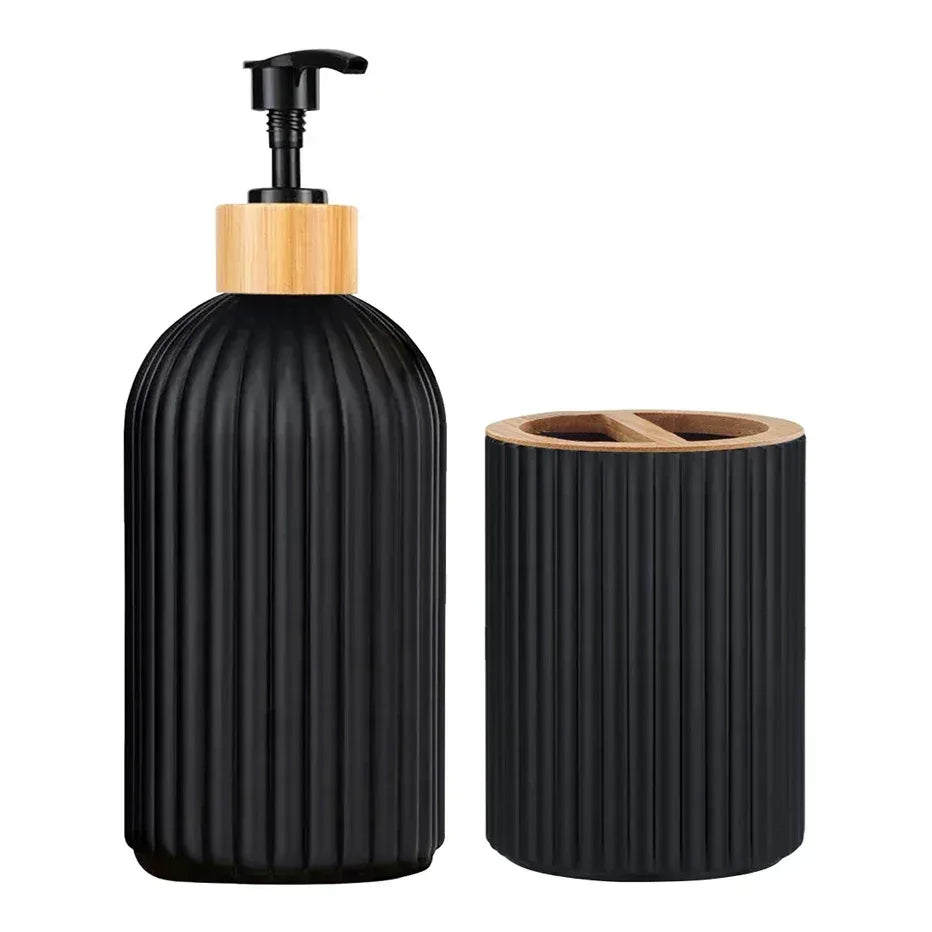 Bathroom Countertop Container Hand Soap Dispenser Cotton Ball Storage Box Toothbrush Holder Home Decoration Organizer - Urbizia