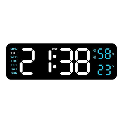 9 Inch Large Digital Wall Clock USB Powered TEMP Humidity Week Auto Dimmer DST Table Clock 12/24H Electronic LED Alarm Clock - Urbizia