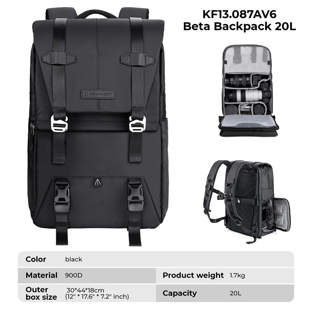K&F CONCEPT Photography Professional Camera Backpack Outdoor Travel Bag Can Carry Tripod Ergonomic Design For Sony Canon Nikon