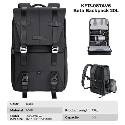 K&F CONCEPT Photography Professional Camera Backpack Outdoor Travel Bag Can Carry Tripod Ergonomic Design For Sony Canon Nikon
