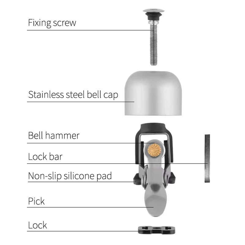 ROCKBROS Local Shipping Bicycle Bell Classical Stainless Cycling Horn Handlebar Bell Horn Crisp Sound Horn Bike Accessories