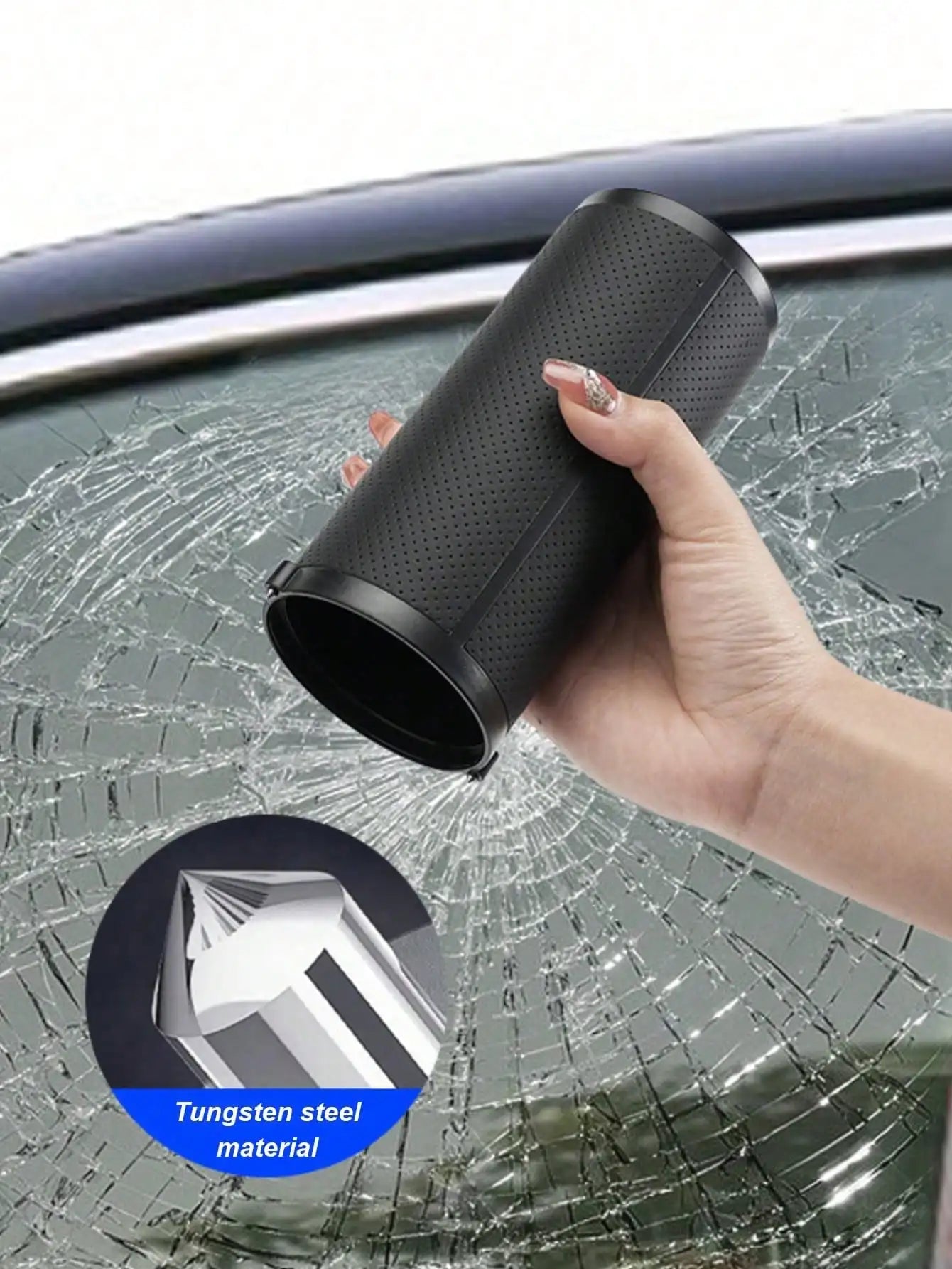 1Pc Car Tissue Box with Emergency Window Breaker – ABS Material, Universal for All Cars, SUVs and Trucks