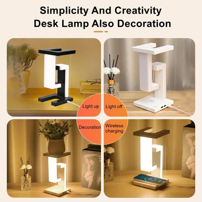 Novelty floating lamp with 10 W detachable wireless charger decorative light for bedroom/office - Urbizia