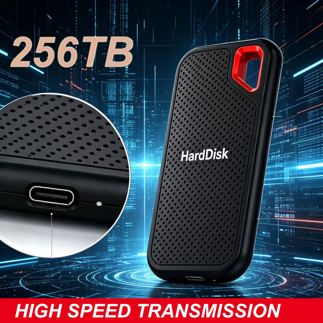 256TB External SSD Portable Solid State Drive 1TB Hard Drive Small Body Big Performance Basic Daily Storage