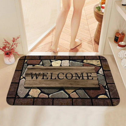 Floral & Letter Graphic Door Mat – Anti-Slip Welcome Rug - Urbizia