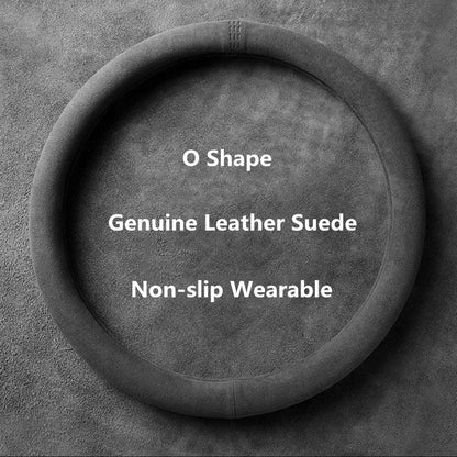 Universal Cowhide Suede Steering Wheel Cover 37–38cm - Urbizia