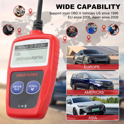 MS309 OBD2 Diagnostic Scanner Auto Car Health Check Code Reader Scanner Tool for All Cars Models with Bluetooth