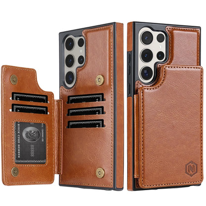 Wallet Magnetic Double Buckle RFID Blocking Card Slot Leather Case For Samsung Galaxy S26 Ultra S26 Plus Cover Bag Galaxy S26