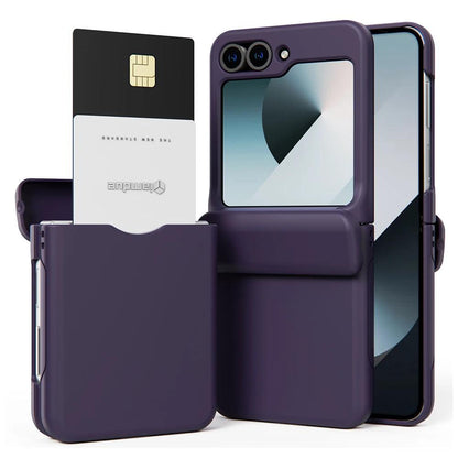 Luxury Wallet Card Slot Folding Phone Case For Samsung Galaxy Z Flip 4 5 6 7 8 Premium PC Hard Shockproof Full Protection Cover