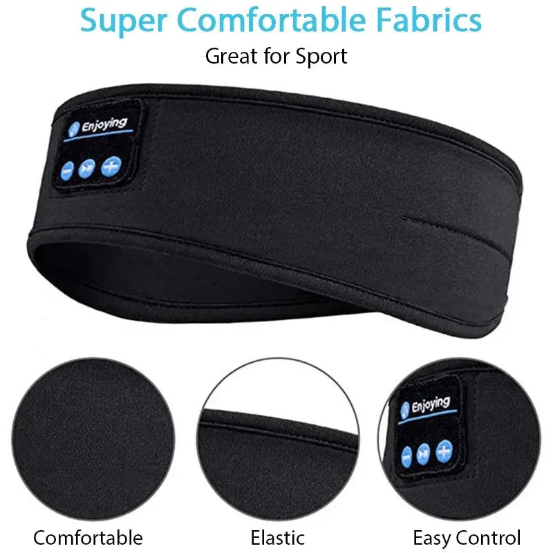 Bluetooth Headband Headphones Wireless Music Sports Hairband Running Fitness Sweatband Earphones Soft Sleeping Eye Mask Headset - Urbizia