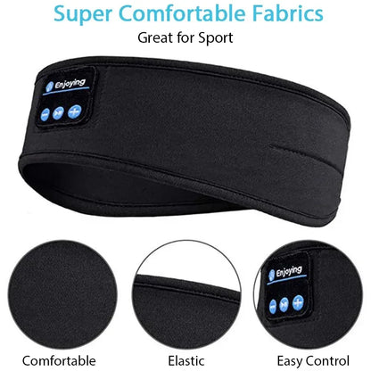 Bluetooth Headband Headphones Wireless Music Sports Hairband Running Fitness Sweatband Earphones Soft Sleeping Eye Mask Headset - Urbizia