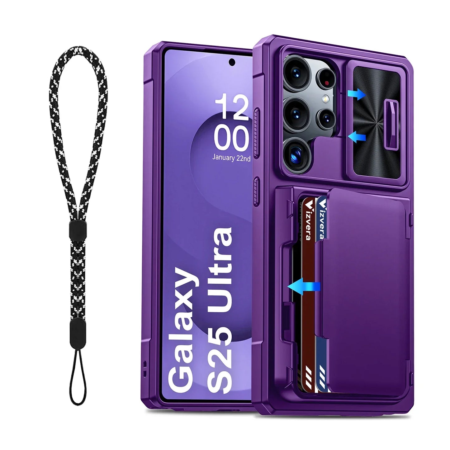 Samsung Galaxy S25 Ultra Case Wallet - Full Body Protective with Card Holder (4 Cards) Camera Cover & Kickstand for Women & Men