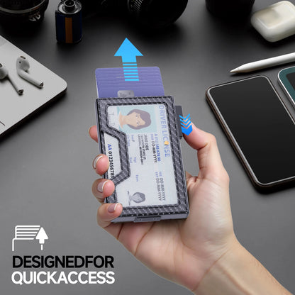 Automatic RFID-Blocking Pop-Up Card Holder for Men Fast Access Secure Design Metal Wallet Business Style Durable Wallet