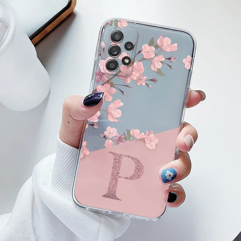 A-Z Letter Transparent Soft Slim Case for Samsung Galaxy