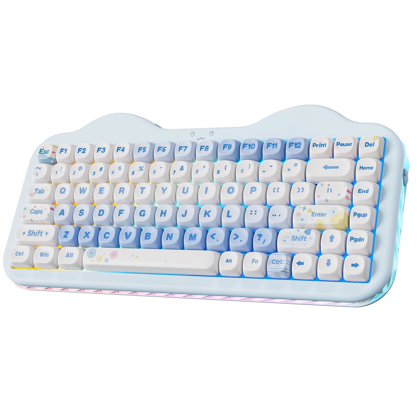 YUNZII C75 Wireless Mechanical Keyboard, 75% Creamy Hot Swap Custom RGB Keyboard, Gasket Cute Cake Design, for Win/Mac/Gaming