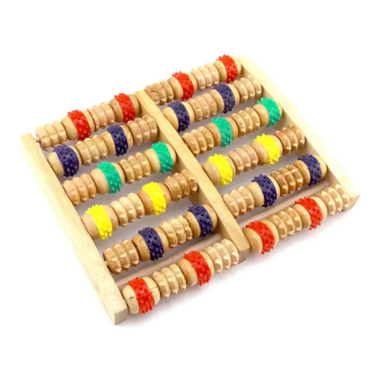 Colorful Wooden Foot Massager Roller – Reflexology Stress Relief