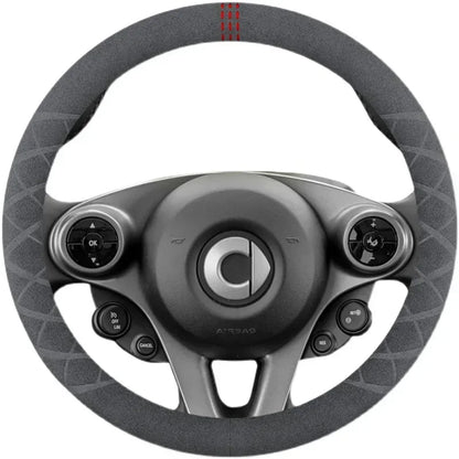Car Steering Wheel Covers Cowhide Suede Steering Wheel Cover Wrap Universal 37-38cm Breathable Steering Covers Car Accessories